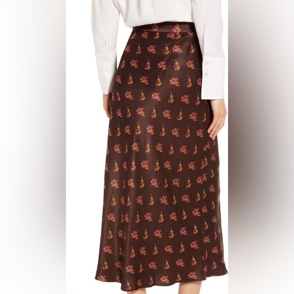 Something Navy Midi Slip Brown Floral Multicolored Skirt. Sz M - Picture 9 of 9